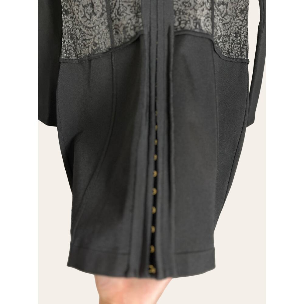 BALMAIN Black Paisley Lace Long Sleeve Corset Mini Dress Size 6 - Picture 6 of 14